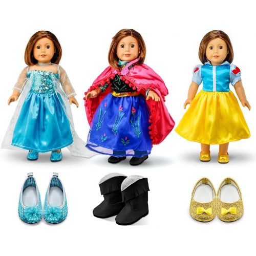  Oct17 Fits Compatible with American Girl 18 Princess Dress 18 Inch Doll Clothes Accessories Costume Outfit 3 Sets