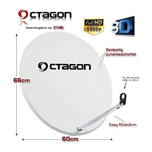  [아마존베스트]-Service-Informationen Octagon 65cm Key SAT Satellite Dish Antenna Light