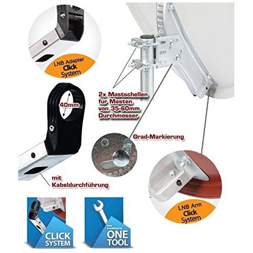  [아마존베스트]-Service-Informationen Octagon 65cm Key SAT Satellite Dish Antenna Light