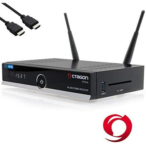  OCTAGON SF8008 4K UHD E2 DVB S2X & DVB C/T2+Open ATV Pre Installed with Transmitter List Astra & Hotbird Includes HDMi Cable M@tec Digital