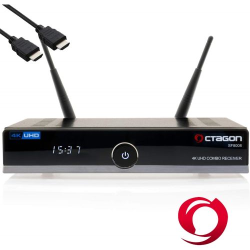  OCTAGON SF8008 4K UHD E2 DVB S2X & DVB C/T2+Open ATV Pre Installed with Transmitter List Astra & Hotbird Includes HDMi Cable M@tec Digital