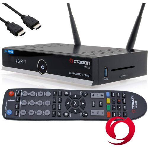  OCTAGON SF8008 4K UHD E2 DVB S2X & DVB C/T2+Open ATV Pre Installed with Transmitter List Astra & Hotbird Includes HDMi Cable M@tec Digital