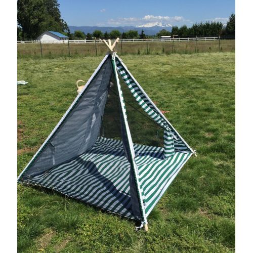  OctoRose Deluxe Portable and Breathable Kids Teepee Play Tent Sun Shelter in Cotton Canvas 53x53x55 (LxWxH) with removable floor mat