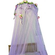 OctoRose Flower Top Around Bed Canopy Mosquito Net for Bed, Dressing Room, Out Door Events (Purple)