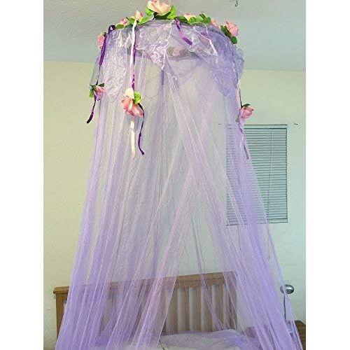  OctoRose Flower Top Around Bed Canopy Mosquito Net for Bed, Dressing Room, Out Door Events (Purple)