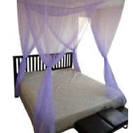 OctoRose 4 Poster Bed Canopy Netting Functional Mosquito Net Full Queen King (Purple)