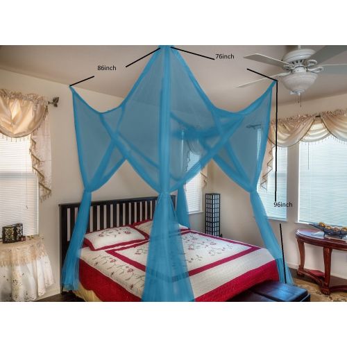  OctoRose 4 Poster Bed Canopy Netting Functional Mosquito Net Full Queen King (Purple)