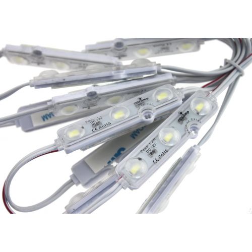  Odlamp 200pcs Super Bright 3 LED Module 5630 5730 SMD 40-45LM Per led Waterproof Decorative Light for Letter Sign Advertising Signs with Tape Adhesive Backside (White)