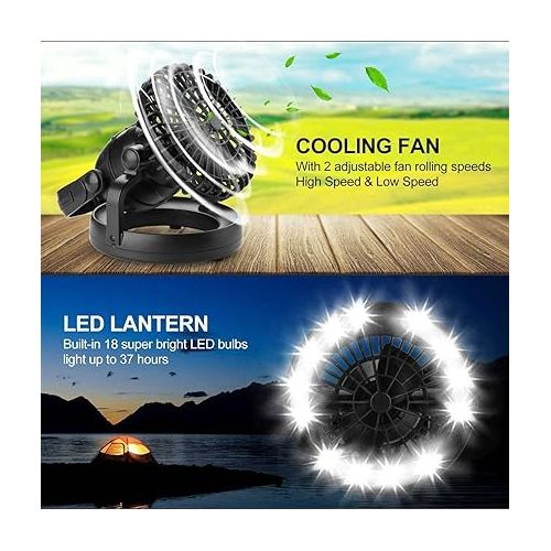  Odoland Portable LED Camping Lantern with Ceiling Fan - Hurricane Emergency