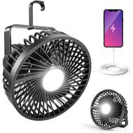 Odoland Camping Fan with LED Lantern, 12000mAh Rechargeable Battery Operated Fan with Hang Hook, Portable Camp Tent Fan, USB Table Fan with Light for Outages Hurricane Emergency