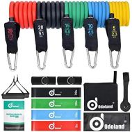 [아마존 핫딜] [아마존핫딜]Odoland 16 pcs Resistance Bands Set Workout Bands and Rehab Bands, Heavy Exercise Bands Fitness Bands with Door Anchor, Ankle Strap, Resistance Loop Bands for Gymnastics