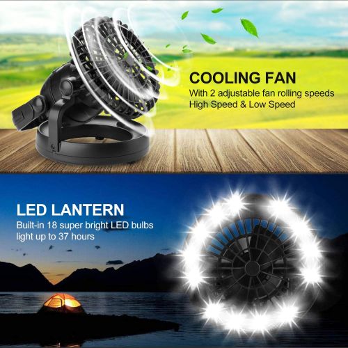  [아마존베스트]Odoland Portable LED Camping Lantern with Ceiling Fan - Hurricane Emergency Survival Kit