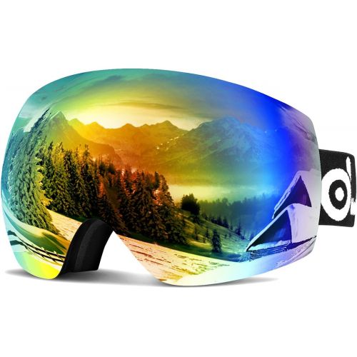  [아마존베스트]Odoland Large Spherical Frameless Ski Goggles for Men and Women, S2 OTG Double Lens Goggles for Skiing, Snowboarding, Snowmobile, uv400 Protection and Anti-fogging