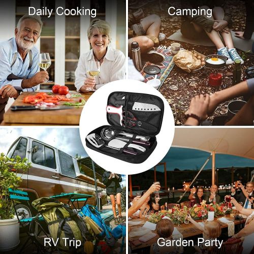  Odoland Bundle 2 Items 29pcs Camping Cookware Mess Kit and 8 Pcs Camping Cookware Utensils Travel Set