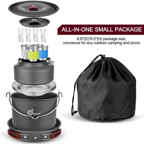  Odoland Bundle ? 2 Items 22pcs Camping Cookware Mess Kit and 3500W Windrpoof Camp Stove Camping Gas Stove Kit