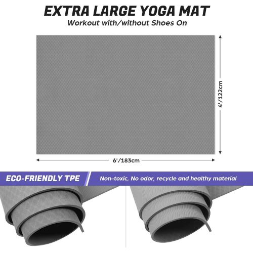  Odoland Large Yoga Mat for Pilates Stretching Home Gym Workout, Extra Thick Non Slip Eco Friendly Exercise Mat, Extra Wide Fitness Mat for Men and Women, Mutil-size x 1/4 Thick