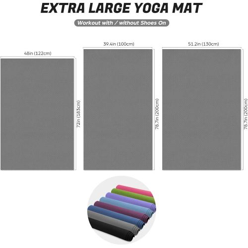  Odoland Large Yoga Mat for Pilates Stretching Home Gym Workout, Extra Thick Non Slip Eco Friendly Exercise Mat, Extra Wide Fitness Mat for Men and Women, Mutil-size x 1/4 Thick