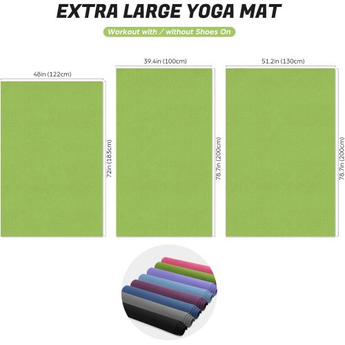  Odoland Large Yoga Mat for Pilates Stretching Home Gym Workout, Extra Thick Non Slip Eco Friendly Exercise Mat, Extra Wide Fitness Mat for Men and Women, Mutil-size x 1/4 Thick