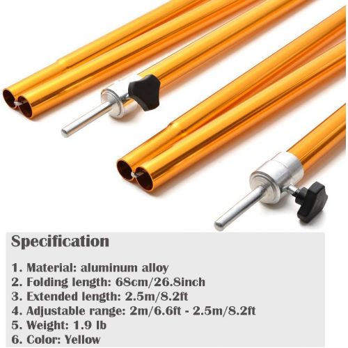  Odoland Adjustable Tarp Poles, Telescoping Aluminum Tarp and Tent Poles, Collapsible Lightweight Poles for Camping, Backpacking, Hammocks, Shelters, and Awnings