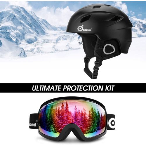  [아마존베스트]Odoland Snow Ski Helmet and Goggles Set, Sports Helmet and Protective Glasses - Shockproof/Windproof Protective Gear for Skiing, Snowboarding, Motorcycle Cycling, Snowmobile