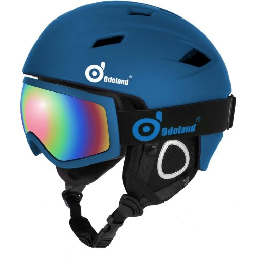  Odoland Snow Ski Helmet and Goggles Set, Sports Helmet and Protective Glasses - Shockproof/Windproof Protective Gear for Skiing, Snowboarding, Snow Sport Helmet