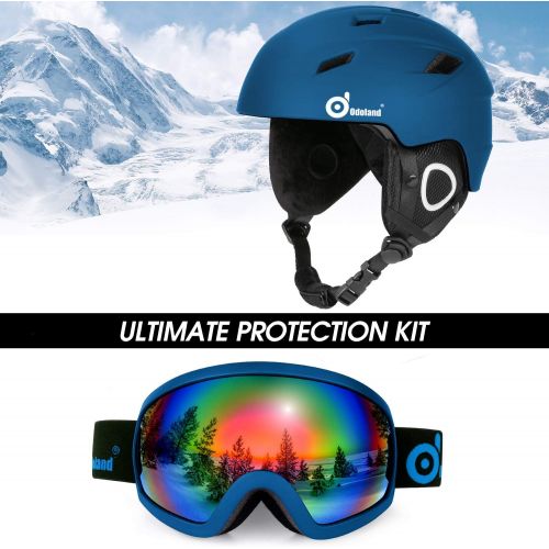  Odoland Snow Ski Helmet and Goggles Set, Sports Helmet and Protective Glasses - Shockproof/Windproof Protective Gear for Skiing, Snowboarding, Snow Sport Helmet
