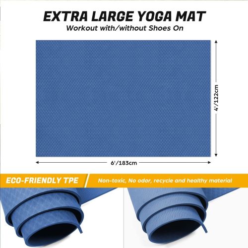  [아마존베스트]Odoland Gymnastics Mat Yoga Mat Large Exercise Mats 183 x 121 x 0.6 cm Fitness Mat Non-Slip with Carry Strap for Fitness Yoga Pilates Gymnastics Dimensions