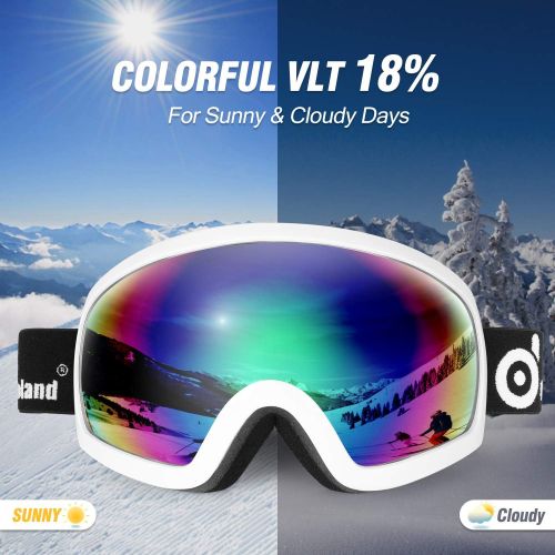  Odoland Snow Ski Goggles S2 Double Lens Anti-Fog Windproof UV400 Eyewear for Adult and Youth-Skiing, Snowboarding