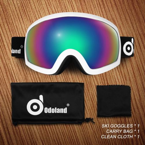 Odoland Snow Ski Goggles S2 Double Lens Anti-Fog Windproof UV400 Eyewear for Adult and Youth-Skiing, Snowboarding