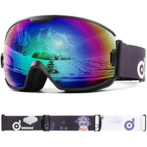  Odoland Kids Ski Goggles, Snowboard Goggles for Youth Skiing Age 8-16, Snow Goggles S2 Double Lens Anti-Fog UV Protection