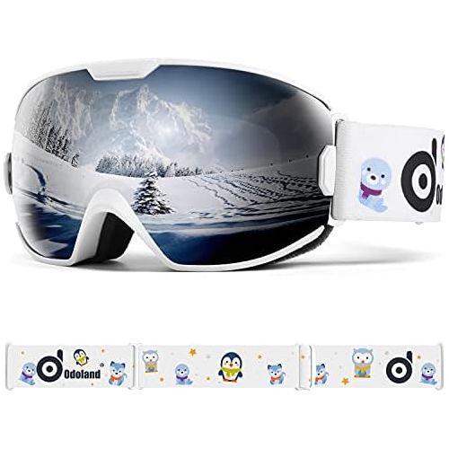  Odoland Kids Ski Goggles, Snowboard Goggles for Youth Skiing Age 8-16, Snow Goggles S2 Double Lens Anti-Fog UV Protection