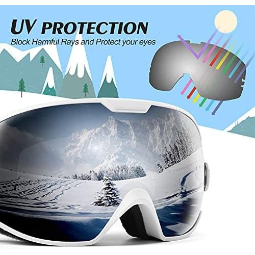  Odoland Kids Ski Goggles, Snowboard Goggles for Youth Skiing Age 8-16, Snow Goggles S2 Double Lens Anti-Fog UV Protection