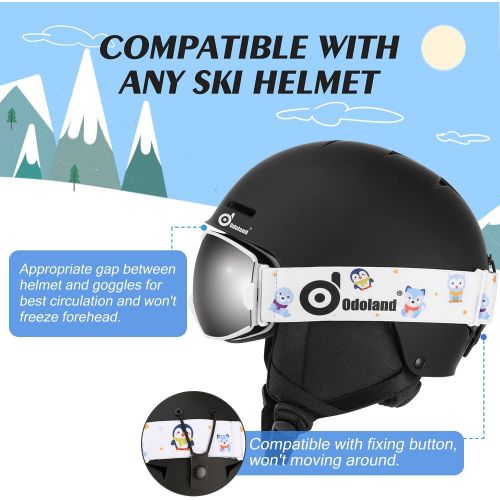  Odoland Kids Ski Goggles, Snowboard Goggles for Youth Skiing Age 8-16, Snow Goggles S2 Double Lens Anti-Fog UV Protection