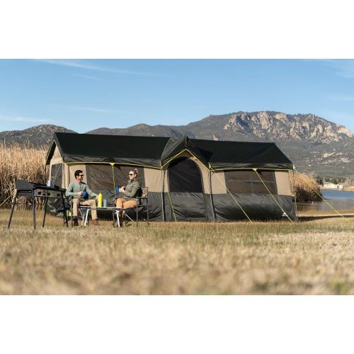  Odoland Spacious and Comfortable Ozark Trail Hazel Creek 12 Person Cabin Tent,with Two Closets with Hanging Organizers,Room Dividers,Mud Mat,E-Port and Rolling Storage Duffel for Convenien