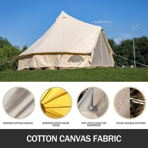  Odoland Happybuy Bell Tent 10-12 Persons Canvas Tent with Wall Stove Jacket Yurt Tents for Camping 4-Season Waterproof for Family Camping Outdoor Hunting(9.84ft /13.1ft / 16.4ft / 19.7ft)