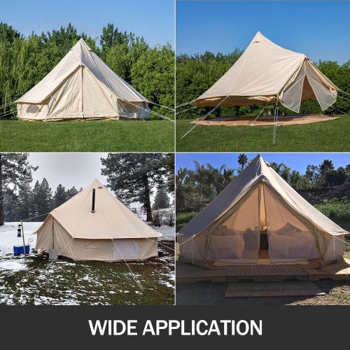  Odoland Happybuy Bell Tent 10-12 Persons Canvas Tent with Wall Stove Jacket Yurt Tents for Camping 4-Season Waterproof for Family Camping Outdoor Hunting(9.84ft /13.1ft / 16.4ft / 19.7ft)