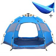 Odoland XINQIU 2-3 Person Family Camping Tent, Waterproof Hexagon Automatic Tent with Rain Cover, Convenient to Fishing Hiking and Beach Travel