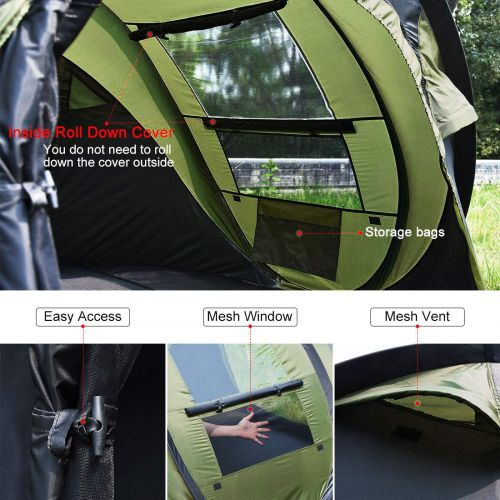  Odoland Overwhelming 2019 New 3-4 Person Automatic Pop up Camping Tent Waterproof Lightweight Dome Tent Mesh Doors and Windows for Camping Hiking Backpack Beach