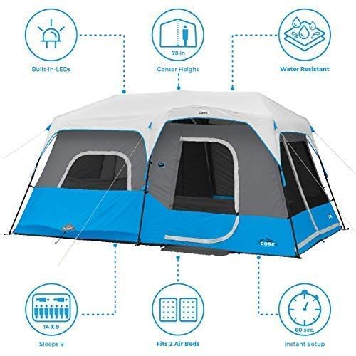  Odoland CORE Lighted 9 Person Instant Cabin Tent - 14 x 9