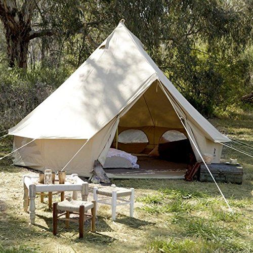  Odoland Psyclone Tents Fixed Floor 10 Windows 5m/16.4ft Luxury Outdoor All Weather 8-10 Person Cotton Canvas Yurt Large Bell Tent for Family Camping Glamping Hiking and Festivals