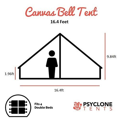  Odoland Psyclone Tents Removable Floor 4 Windows 5m/16.4ft Luxury Outdoor All Weather 8-10 Person Cotton Canvas Yurt Large Bell Tent for Family Camping Glamping Hiking and Festivals