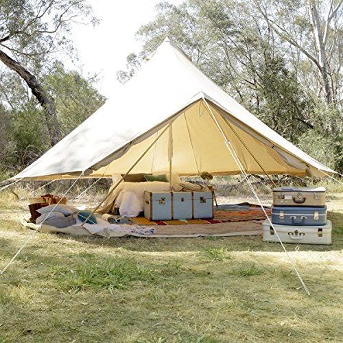  Odoland Psyclone Tents Removable Floor 4 Windows 5m/16.4ft Luxury Outdoor All Weather 8-10 Person Cotton Canvas Yurt Large Bell Tent for Family Camping Glamping Hiking and Festivals