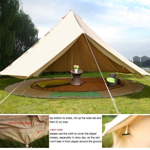  Odoland UNSTRENGH Large Beige Luxury 4-Season Camping Cotton Canvas Bell Tent Double Doors Camping Hunting Tent with Stove Jack Hole, Cable Hole …