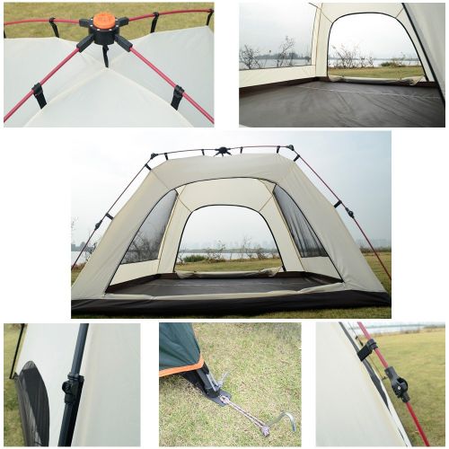  Odoland Vidalido 6.5x6.5x4.3Square Double Door Curtain 2-3 Person Family Outdoor Camping Tent 4 Season Double Layers Waterproof Anti-UV Windproof Tents