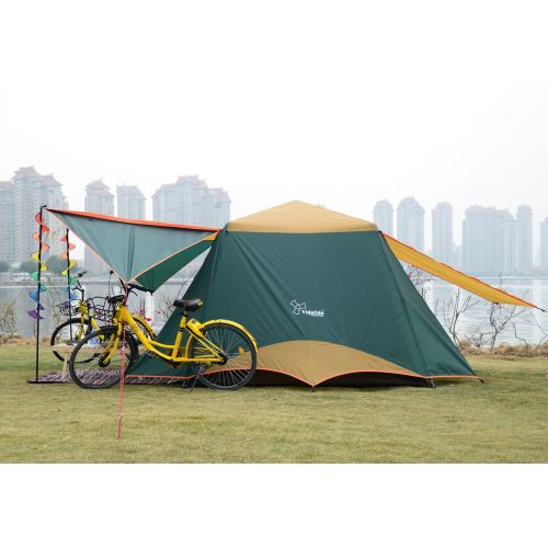  Odoland Vidalido 6.5x6.5x4.3Square Double Door Curtain 2-3 Person Family Outdoor Camping Tent 4 Season Double Layers Waterproof Anti-UV Windproof Tents