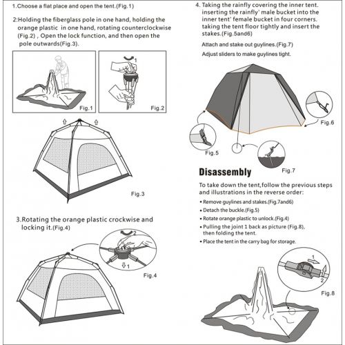  Odoland Vidalido 6.5x6.5x4.3Square Double Door Curtain 2-3 Person Family Outdoor Camping Tent 4 Season Double Layers Waterproof Anti-UV Windproof Tents