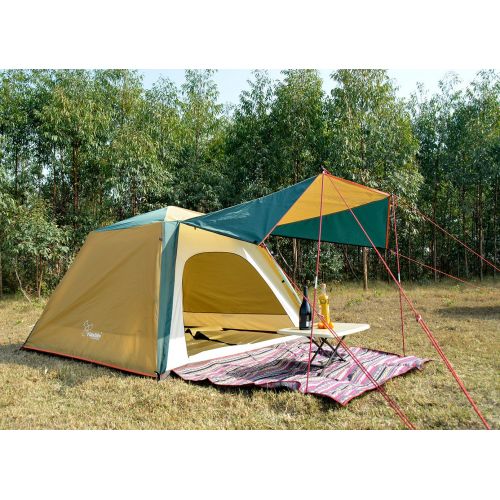  Odoland Vidalido 6.5x6.5x4.3Square Double Door Curtain 2-3 Person Family Outdoor Camping Tent 4 Season Double Layers Waterproof Anti-UV Windproof Tents