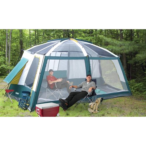  Odoland Gigatent 10 Person Family Tent - 3 Room Cabin Tent for Outdoors, Parties, Camping, Hiking, Backpacking - Waterproof Flame Resistant Heavy Duty material, Portable Easy To Set Up - W