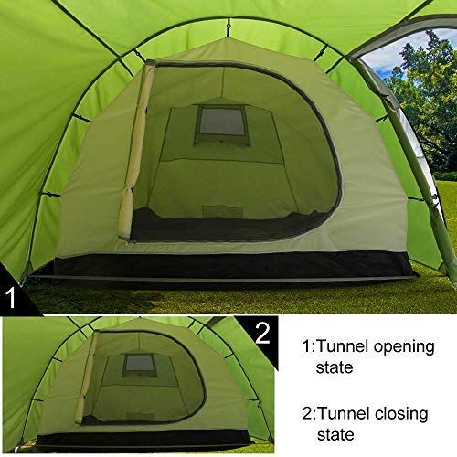  Odoland AYAMAYA Camping Tents 3-4 Person/Man/People with 2/Two Room [Bedroom + Living Room], Waterproof Double Layer [3 Doors] [3 Season] Easy Setup Large Family Tunnel Tent Shelter for Hi