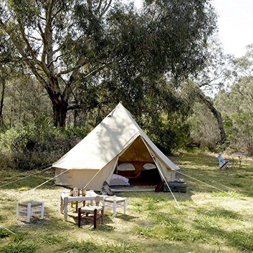  Odoland Psyclone Tents Fixed Floor 8 Windows 4m/13.12ft Luxury Outdoor All Weather 6-8 Person Cotton Canvas Yurt Medium Bell Tent for Family Camping Glamping Hiking and Festivals